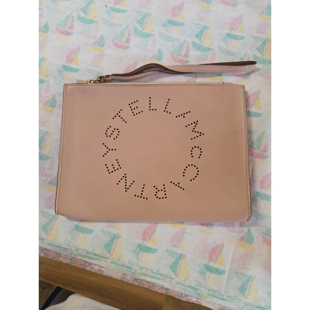 Stella McCartney Vegan Leather Wristlet Clutch, Nude Beige, 9.5”x7”